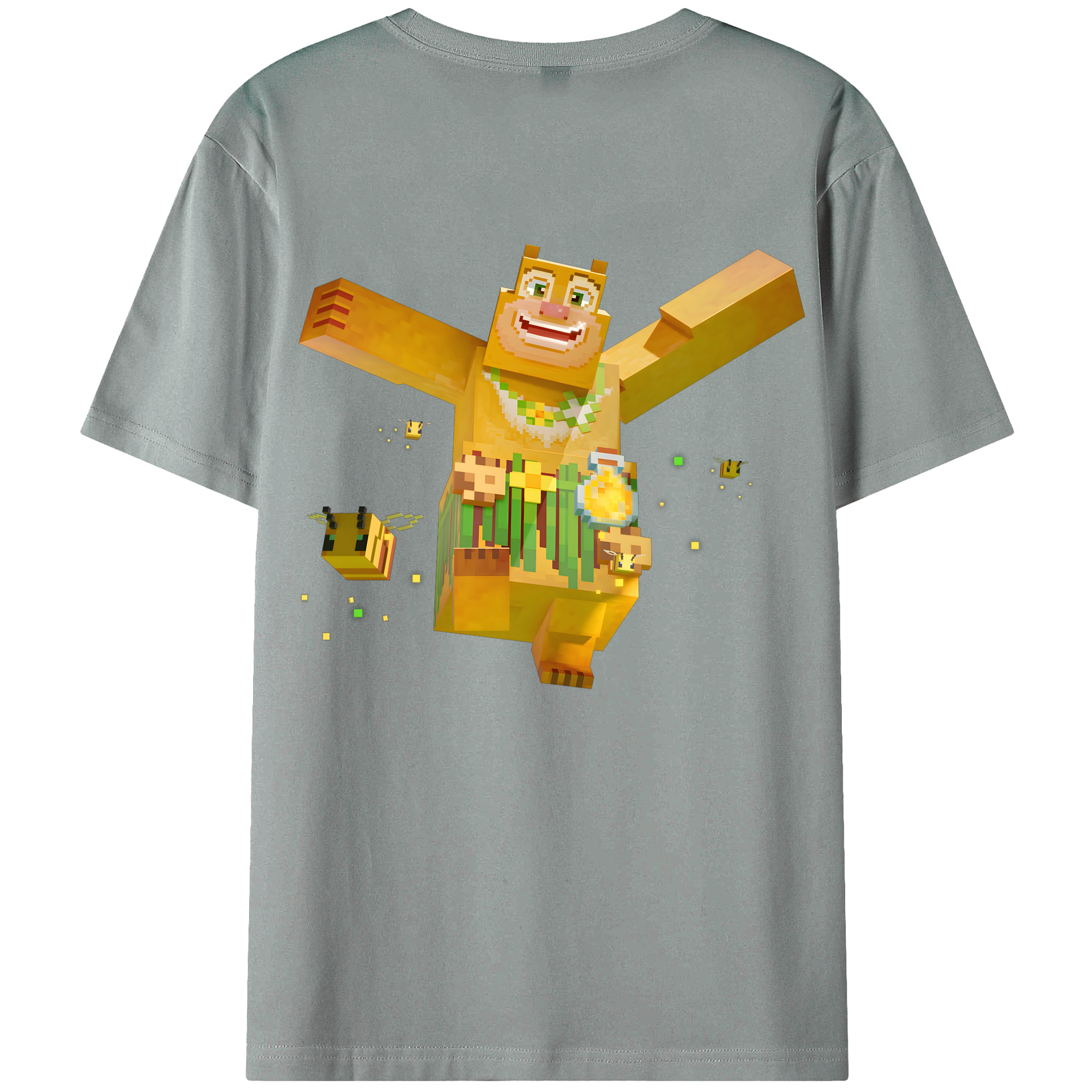 （画像用） マインクラフト ブロックの世界 Minecraft MC Block world 綿100％ メンズ半袖Tシャツ（バックプリント） 通気性